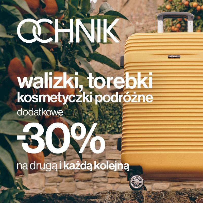 Dodatkowe -30% na drugą i kolejną walizkę, torebkę i kosmetyczkę podróżną>